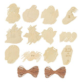 Maxbell 48 Pieces Halloween Wooden Cutouts Versatile Blank Surface Painting Pendants