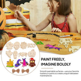 Maxbell 48 Pieces Halloween Wooden Cutouts Versatile Blank Surface Painting Pendants