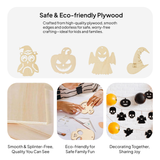 Maxbell 48 Pieces Halloween Wooden Cutouts Versatile Blank Surface Painting Pendants