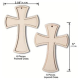 Maxbell 12Pcs Wooden Crosses for Crafts Hanging Cross Ornament for Doors Card Making Style A