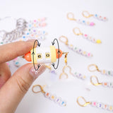 Maxbell Letter Stitch Markers with Scissors Locking Stitch Marker for Crochet Sewing Yellow