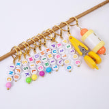 Maxbell Letter Stitch Markers with Scissors Locking Stitch Marker for Crochet Sewing Yellow