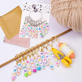 Maxbell Letter Stitch Markers with Scissors Locking Stitch Marker for Crochet Sewing Yellow