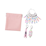 Maxbell Letter Stitch Markers with Scissors Locking Stitch Marker for Crochet Sewing Pink