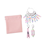Maxbell Letter Stitch Markers with Scissors Locking Stitch Marker for Crochet Sewing Pink
