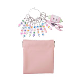 Maxbell Letter Stitch Markers with Scissors Locking Stitch Marker for Crochet Sewing Pink