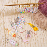 Maxbell Letter Stitch Markers with Scissors Locking Stitch Marker for Crochet Sewing Pink