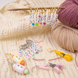 Maxbell Letter Stitch Markers with Scissors Locking Stitch Marker for Crochet Sewing Pink
