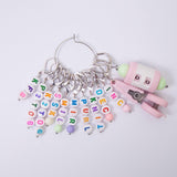 Maxbell Letter Stitch Markers with Scissors Locking Stitch Marker for Crochet Sewing Pink