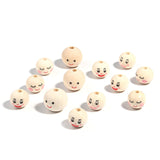 Maxbell 100Pcs Smiling Doll Head Wooden Beads with Faces Kids Loose Beads for Crafts Style A