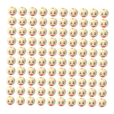 Maxbell 100Pcs Smiling Doll Head Wooden Beads with Faces Kids Loose Beads for Crafts Style A