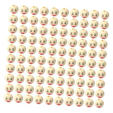Maxbell 100Pcs Smiling Doll Head Wooden Beads with Faces Kids Loose Beads for Crafts Style A