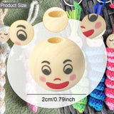 Maxbell 100Pcs Smiling Doll Head Wooden Beads with Faces Kids Loose Beads for Crafts Style A