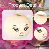 Maxbell 100Pcs Smiling Doll Head Wooden Beads with Faces Kids Loose Beads for Crafts Style B