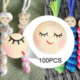 Maxbell 100Pcs Smiling Doll Head Wooden Beads with Faces Kids Loose Beads for Crafts Style C