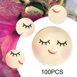 Maxbell 100Pcs Smiling Doll Head Wooden Beads with Faces Kids Loose Beads for Crafts Style C