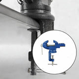 Maxbell Clamp-on Vise 360° Rotate Clamp Vice for Woodworking Craft Creation Modeling clampmouth 5cm blue