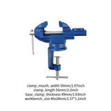 Maxbell Clamp-on Vise 360° Rotate Clamp Vice for Woodworking Craft Creation Modeling clampmouth 5cm blue