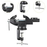 Maxbell Clamp-on Vise 360° Rotate Clamp Vice for Woodworking Craft Creation Modeling clampmouth 6.5cm black