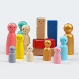 Maxbell 50 Pieces Wood Peg Doll Set Miniature Dollhouse Supplies Wooden People Craft