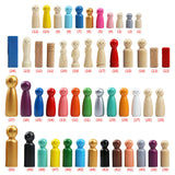 Maxbell 50 Pieces Wood Peg Doll Set Miniature Dollhouse Supplies Wooden People Craft