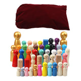 Maxbell 50 Pieces Wood Peg Doll Set Miniature Dollhouse Supplies Wooden People Craft
