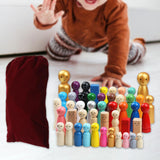 Maxbell 50 Pieces Wood Peg Doll Set Miniature Dollhouse Supplies Wooden People Craft
