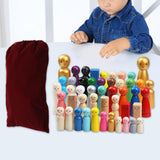 Maxbell 50 Pieces Wood Peg Doll Set Miniature Dollhouse Supplies Wooden People Craft