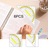 Maxbell 6Pcs Set Square Protractor Measurement Tool Geometry Drafting Triangle Ruler