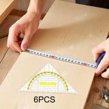 Maxbell 6Pcs Set Square Protractor Measurement Tool Geometry Drafting Triangle Ruler