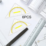Maxbell 6Pcs Set Square Protractor Measurement Tool Geometry Drafting Triangle Ruler
