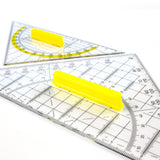Maxbell 2 Pieces Set Square Protractor Drawing with Handle for Office School Teacher