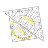Maxbell 2 Pieces Set Square Protractor Drawing with Handle for Office School Teacher