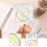 Maxbell 2 Pieces Set Square Protractor Drawing with Handle for Office School Teacher