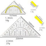 Maxbell 2 Pieces Set Square Protractor Drawing with Handle for Office School Teacher