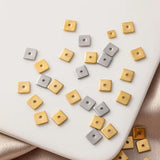 Maxbell 50 Pieces Square Spacer Beads Stainless Steel Loose Beads
