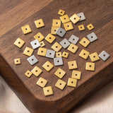 Maxbell 50 Pieces Square Spacer Beads Stainless Steel Loose Beads