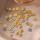 Maxbell 50 Pieces Square Spacer Beads Stainless Steel Loose Beads
