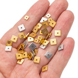 Maxbell 50 Pieces Square Spacer Beads Stainless Steel Loose Beads