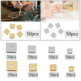 Maxbell 50 Pieces Square Spacer Beads Stainless Steel Loose Beads