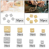 Maxbell 50 Pieces Square Spacer Beads Stainless Steel Loose Beads