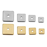 Maxbell 50 Pieces Square Spacer Beads Stainless Steel Loose Beads