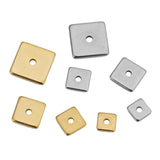 Maxbell 50 Pieces Square Spacer Beads Stainless Steel Loose Beads