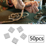 Maxbell 50 Pieces Square Spacer Beads Stainless Steel Loose Beads
