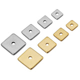 Maxbell 50 Pieces Square Spacer Beads Stainless Steel Loose Beads