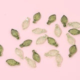 Maxbell 50Pcs Leaf Charms Decor Stylish Loose Beads for DIY Crafts Necklace Bracelet 1x0.5 cm Dark Green