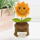 Maxbell Encouragement Crochet Sunflowers with Positive Card for Friend Coworker Gift