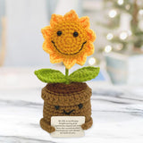 Maxbell Encouragement Crochet Sunflowers with Positive Card for Friend Coworker Gift