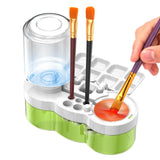 Maxbell Brush Rinser Paint Brush Clean Device with Drain Button for Classroom Artist White