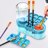 Maxbell Brush Rinser Paint Brush Clean Device with Drain Button for Classroom Artist Blue